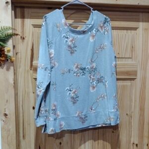 Floral Print Women's Top - Blue